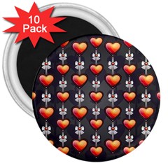 Love Heart Background 3  Magnets (10 Pack)  by Wegoenart