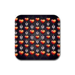 Love Heart Background Rubber Square Coaster (4 Pack)  by Wegoenart