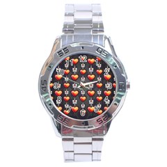 Love Heart Background Stainless Steel Analogue Watch by Wegoenart