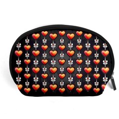 Love Heart Background Accessory Pouch (large) by Wegoenart