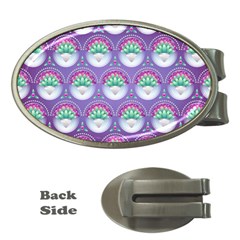 Background Floral Pattern Purple Money Clips (oval)  by Wegoenart