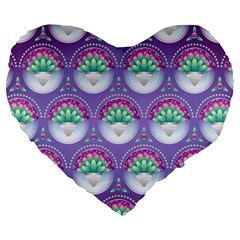 Background Floral Pattern Purple Large 19  Premium Heart Shape Cushions by Wegoenart