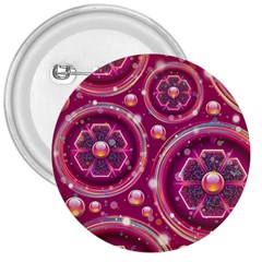 Pink Abstract Background Floral Glossy 3  Buttons by Wegoenart