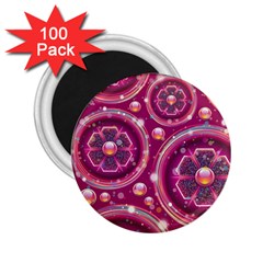 Pink Abstract Background Floral Glossy 2 25  Magnets (100 Pack)  by Wegoenart