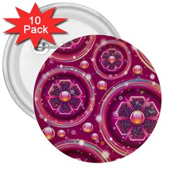 Pink Abstract Background Floral Glossy 3  Buttons (10 Pack)  by Wegoenart