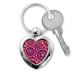 Pink Abstract Background Floral Glossy Key Chains (heart)  by Wegoenart