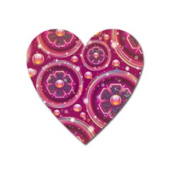 Pink Abstract Background Floral Glossy Heart Magnet by Wegoenart