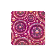 Pink Abstract Background Floral Glossy Square Magnet by Wegoenart