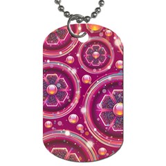 Pink Abstract Background Floral Glossy Dog Tag (two Sides) by Wegoenart