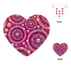 Pink Abstract Background Floral Glossy Playing Cards (heart) by Wegoenart