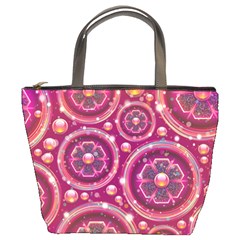 Pink Abstract Background Floral Glossy Bucket Bag by Wegoenart