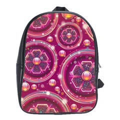 Pink Abstract Background Floral Glossy School Bag (large) by Wegoenart