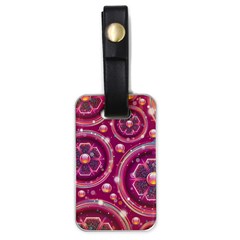 Pink Abstract Background Floral Glossy Luggage Tags (one Side)  by Wegoenart