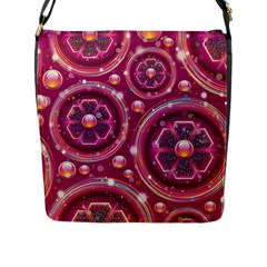 Pink Abstract Background Floral Glossy Flap Closure Messenger Bag (l) by Wegoenart