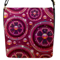 Pink Abstract Background Floral Glossy Flap Closure Messenger Bag (s) by Wegoenart