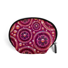 Pink Abstract Background Floral Glossy Accessory Pouch (small) by Wegoenart