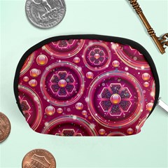 Pink Abstract Background Floral Glossy Accessory Pouch (medium) by Wegoenart