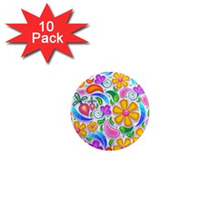 Floral Paisley Background Flower 1  Mini Magnet (10 Pack)  by Wegoenart