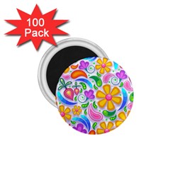 Floral Paisley Background Flower 1 75  Magnets (100 Pack)  by Wegoenart