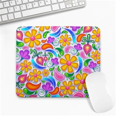 Floral Paisley Background Flower Large Mousepads by Wegoenart