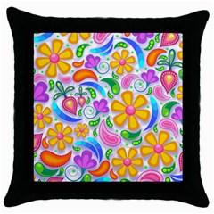 Floral Paisley Background Flower Throw Pillow Case (black)