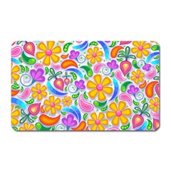 Floral Paisley Background Flower Magnet (rectangular) by Wegoenart