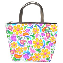 Floral Paisley Background Flower Bucket Bag by Wegoenart