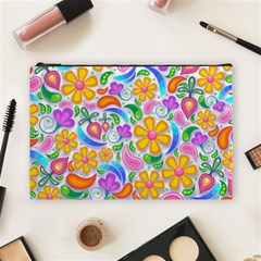 Floral Paisley Background Flower Cosmetic Bag (large) by Wegoenart