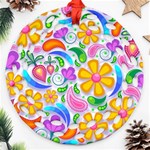 Floral Paisley Background Flower Round Filigree Ornament (Two Sides) Front