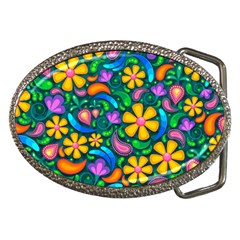 Floral Paisley Background Flowers Belt Buckles by Wegoenart