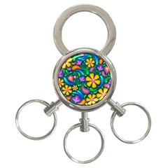 Floral Paisley Background Flowers 3-ring Key Chains by Wegoenart