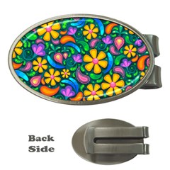 Floral Paisley Background Flowers Money Clips (oval)  by Wegoenart