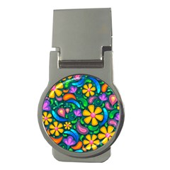 Floral Paisley Background Flowers Money Clips (round)  by Wegoenart