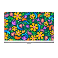 Floral Paisley Background Flowers Business Card Holder by Wegoenart