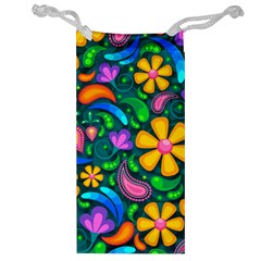 Floral Paisley Background Flowers Jewelry Bag by Wegoenart