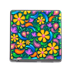 Floral Paisley Background Flowers Memory Card Reader (square 5 Slot) by Wegoenart