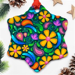 Floral Paisley Background Flowers Ornament (snowflake) by Wegoenart