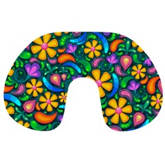 Floral Paisley Background Flowers Travel Neck Pillows by Wegoenart