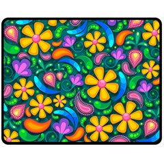 Floral Paisley Background Flowers Double Sided Fleece Blanket (medium)  by Wegoenart