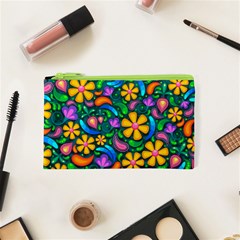 Floral Paisley Background Flowers Cosmetic Bag (xs) by Wegoenart