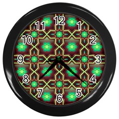 Pattern Background Bright Brown Wall Clock (black) by Wegoenart