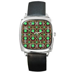 Pattern Background Bright Brown Square Metal Watch by Wegoenart