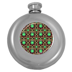 Pattern Background Bright Brown Round Hip Flask (5 Oz) by Wegoenart