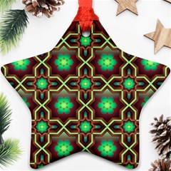 Pattern Background Bright Brown Star Ornament (two Sides)