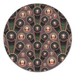 Background Abstract Pattern Green Magnet 5  (round) by Wegoenart