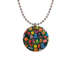 Presents Gifts Background Colorful 1  Button Necklace by Wegoenart