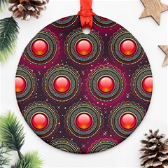 Abstract Circle Gem Pattern Ornament (round) by Wegoenart