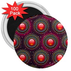 Abstract Circle Gem Pattern 3  Magnets (100 Pack) by Wegoenart