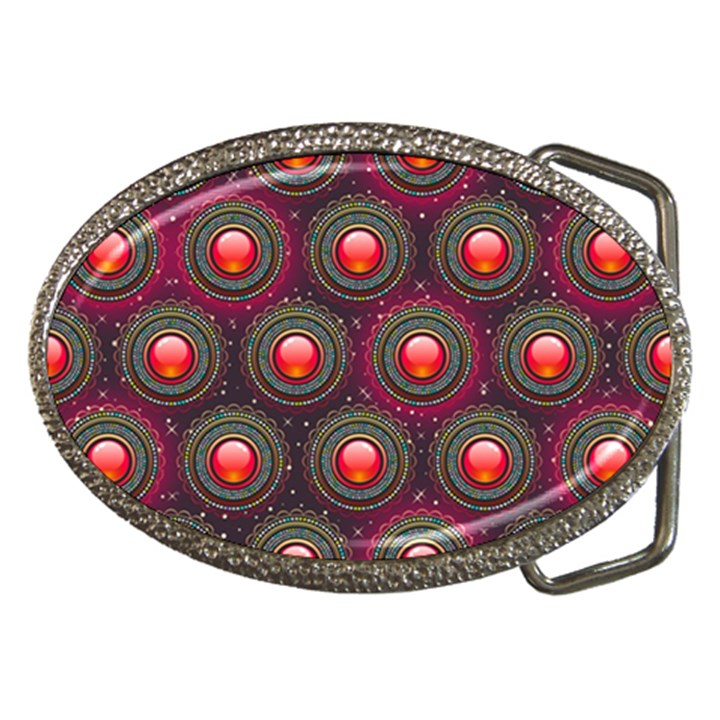 Abstract Circle Gem Pattern Belt Buckles