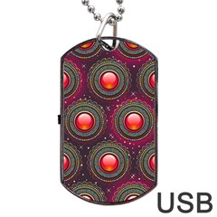 Abstract Circle Gem Pattern Dog Tag Usb Flash (two Sides) by Wegoenart